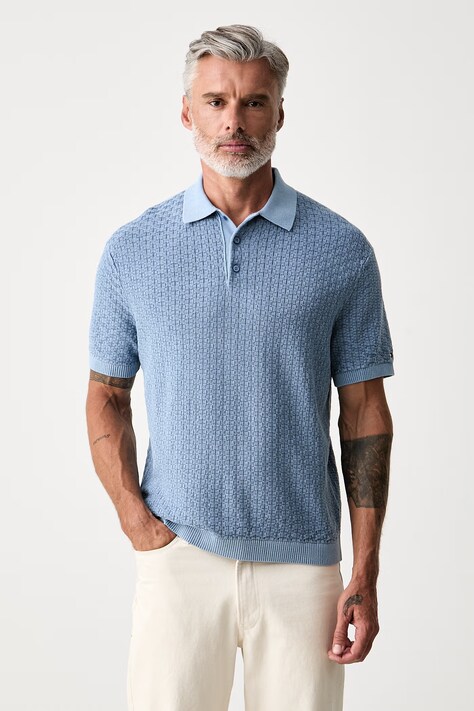 Tommy Hilfiger úpletové polo tričko pánske bavlnené modré MW0MW43246