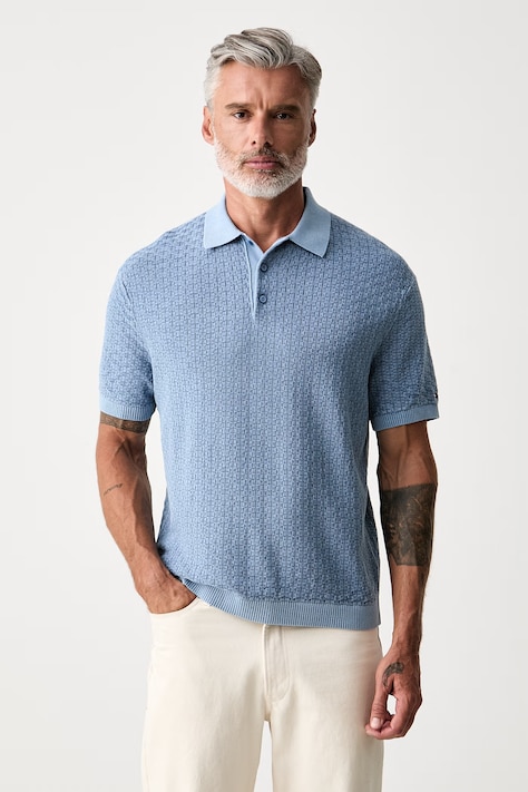 Tommy Hilfiger polo swetrowe męskie bawełniane niebieskie MW0MW43246