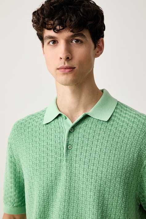 Tommy Hilfiger polo swetrowe męskie bawełniane zielone MW0MW43246