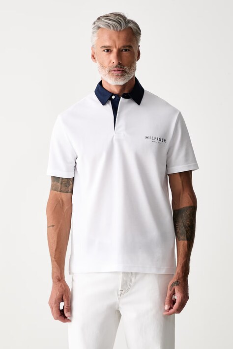 Tommy Hilfiger polo majica za muškarce s pamukom bijela MW0MW43284