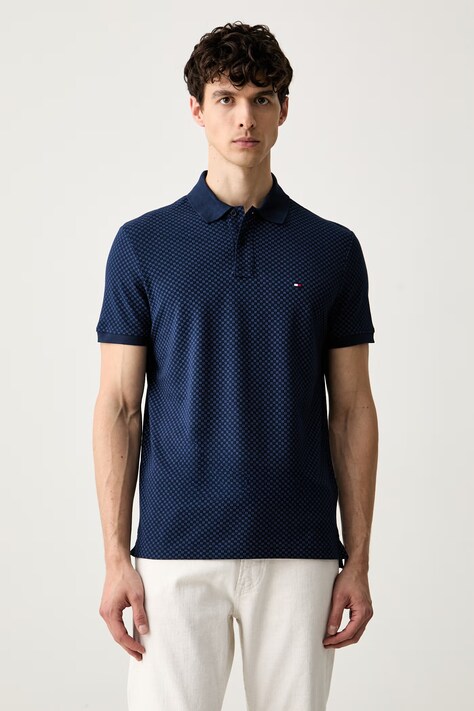 Tommy Hilfiger πόλο ανδρικό βαμβακερό σκούρο μπλε MW0MW43280
