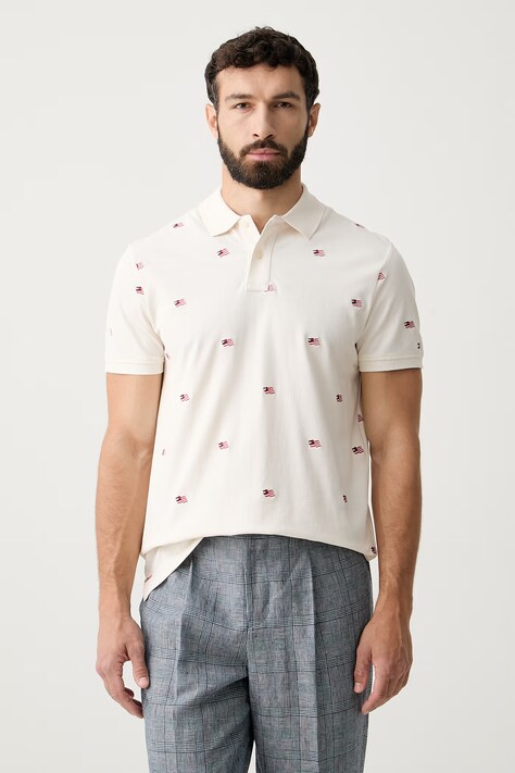 Tommy Hilfiger polo męskie bawełniane beżowe MW0MW43376