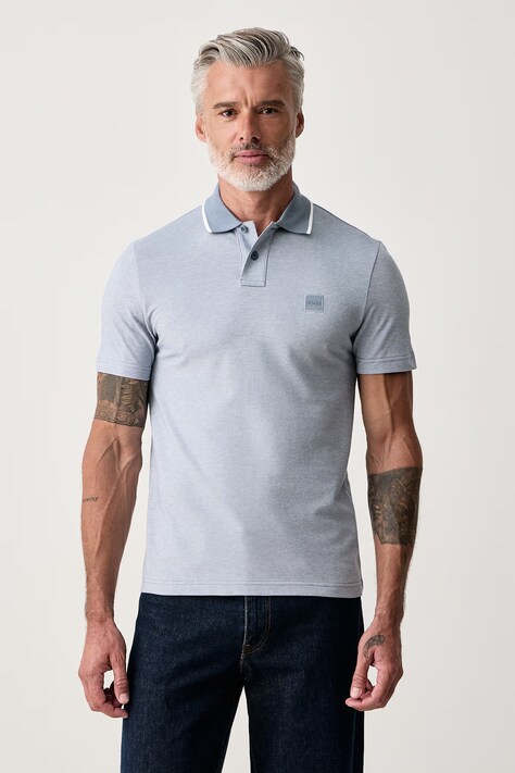 BOSS Orange Polo męskie bawełniane Passerford niebieskie 50566185