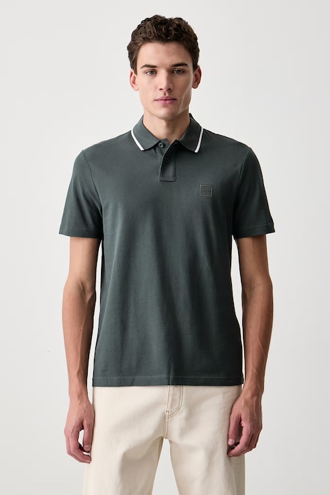 BOSS Orange Polo męskie bawełniane Passerford zielone 50566185