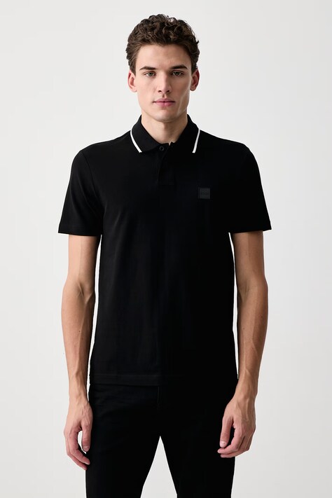 BOSS Orange Polo męskie bawełniane Passerford czarne 50566185