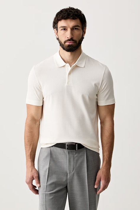 BOSS polo męskie z bawełną Parlay beżowe 50551820