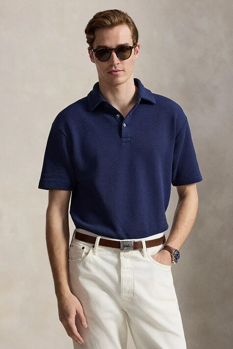 Polo Ralph Lauren polo męskie z bawełną granatowe 710B18542