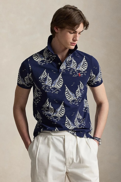 Polo Ralph Lauren polo męskie bawełniane granatowe 710B18828