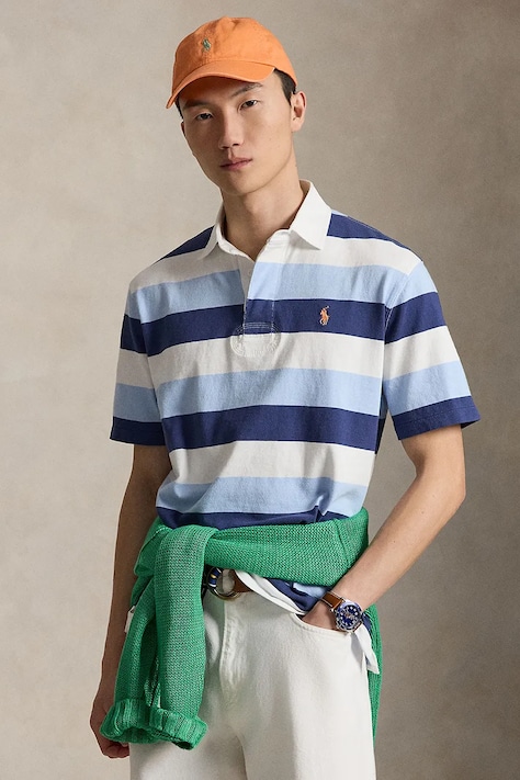 Polo Ralph Lauren polo męskie bawełniane niebieskie 710977587