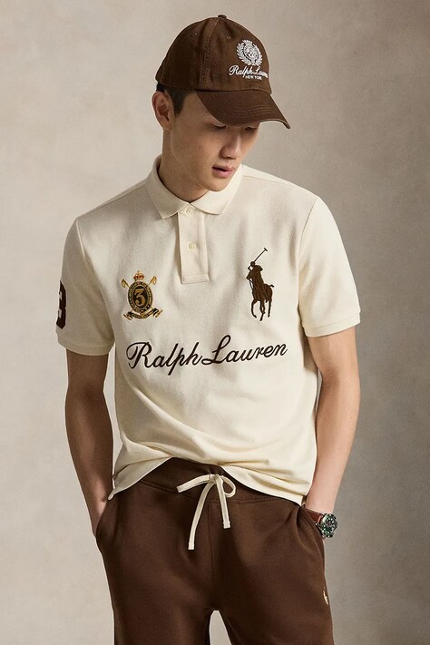 Polo Ralph Lauren polo męskie bawełniane beżowe 710B20009