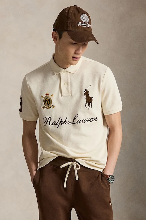 Polo Ralph Lauren polo męskie bawełniane beżowe 710B20009