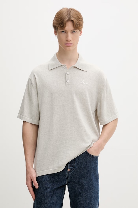 Kenzo polo swetrowe męskie wełniane szare FG65PO8033LB