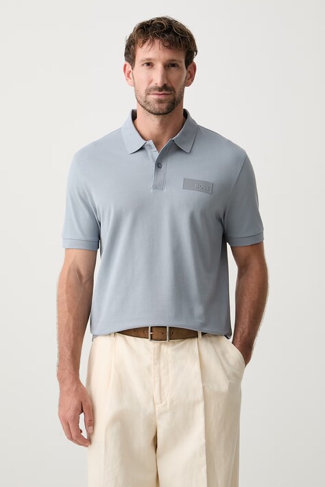 BOSS Green polo męskie bawełniane Paddy Structure niebieskie 50565163