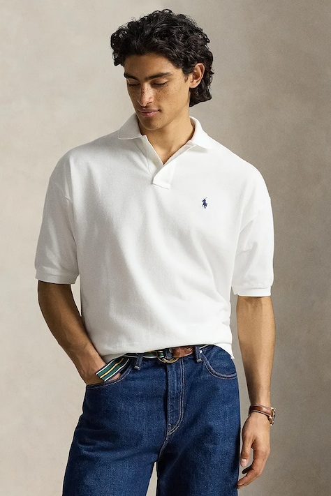 Polo Ralph Lauren polo tričko pánske bavlnené biele 710B18907