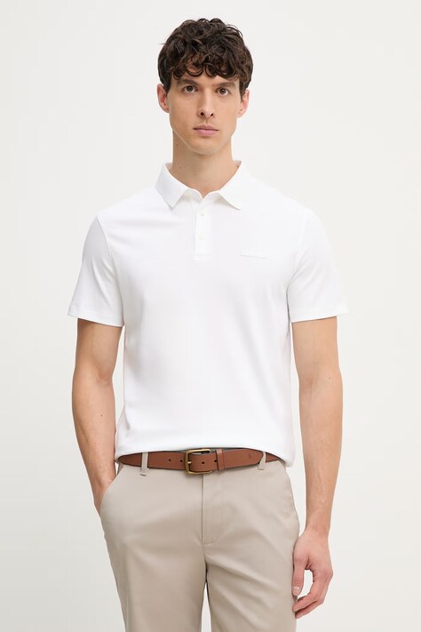 Calvin Klein polo męskie bawełniane białe LV04LH204G