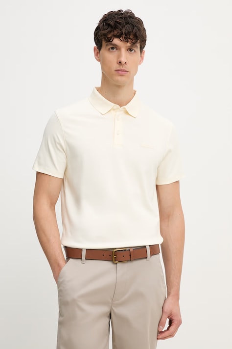 Calvin Klein Πόλο ανδρικό βαμβακερό μπεζ LV04LH204G