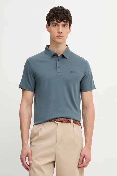 Calvin Klein polo męskie bawełniane turkusowe LV04LH204G