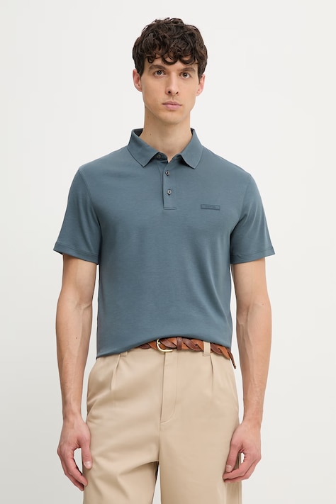 Calvin Klein polo męskie bawełniane turkusowe LV04LH204G
