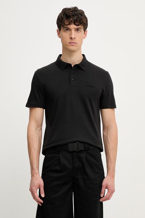Calvin Klein polo męskie bawełniane czarne LV04LH204G