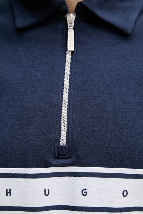 HUGO чоловічий з бавовною NAUTIX ZIP POLO — AW26-POMZZJ, темно-синій — фото 5