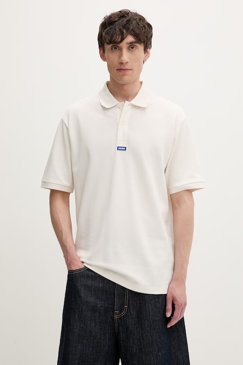 HUGO Blue polo pánské bavlněné Nolitos béžové 50564309