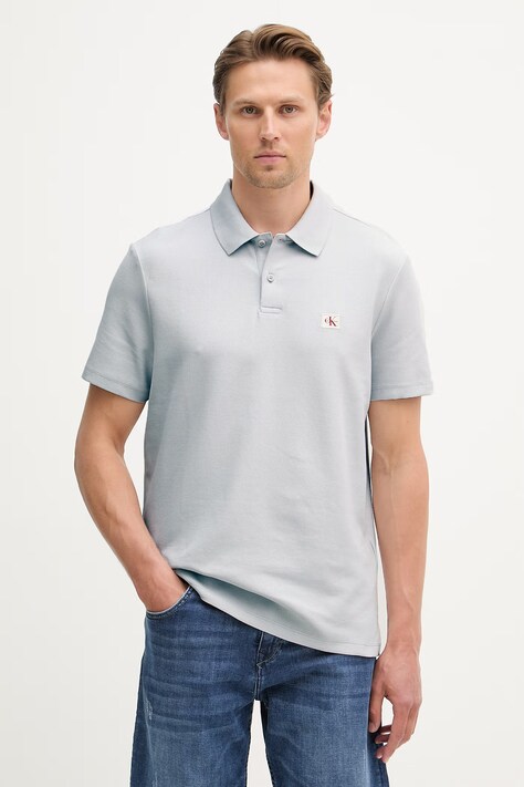 Calvin Klein Jeans polo męskie z bawełną szare LV04RG217G
