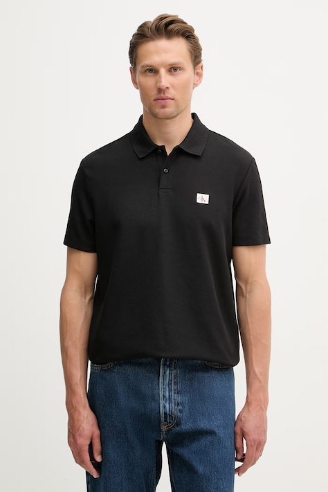 Calvin Klein Jeans polo tričko pánske s bavlnou čierne LV04RG217G