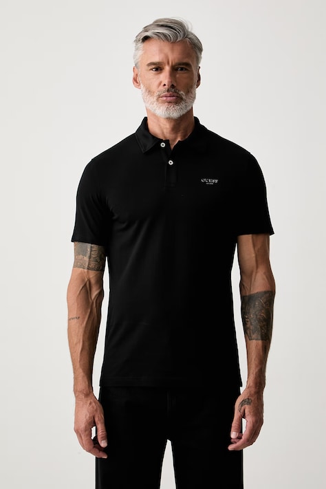 Guess polo pánské bavlněné s elastanem černé M6YP07 K4104