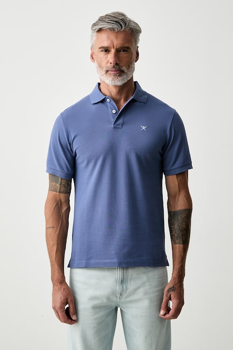 Hackett London polo męskie bawełniane niebieskie HM5600203