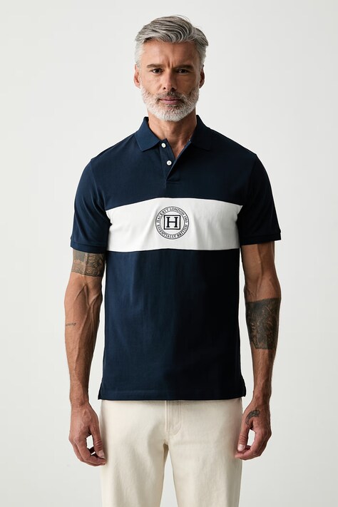 Hackett London polo męskie bawełniane granatowe HM5600187