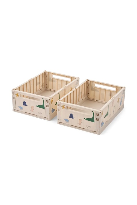 Liewood Shranjevalna posoda otroška Weston Printed Storage Box M 2-pack bež LW21181