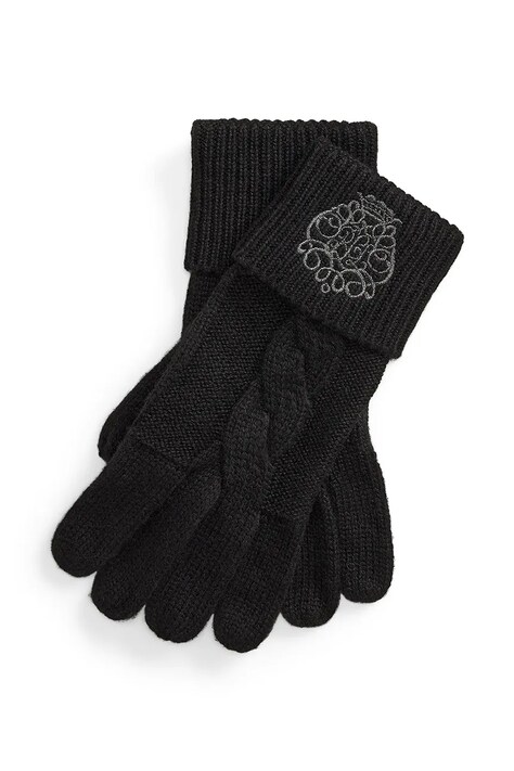 Lauren Ralph Lauren Mănuși pentru femei cu amestec de lână negre 454P23503