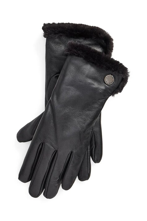 Lauren Ralph Lauren Mănuși pentru femei din piele negre 454911342