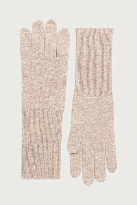 BOSS Rękawiczki damskie kaszmirowe Lelona_gloves beżowe 50551361