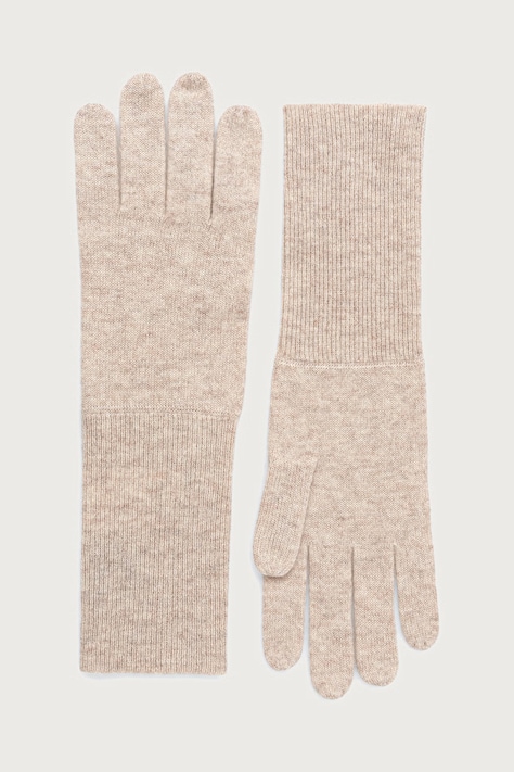 BOSS Rękawiczki damskie kaszmirowe Lelona_gloves beżowe 50551361