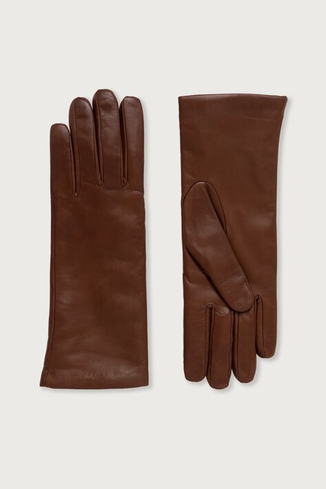Weekend Max Mara Rękawiczki damskie skórzane WKASENAPESHORT brązowe 2625566045600