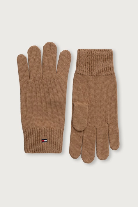 Tommy Hilfiger Γάντια γυναικεία με βαμβάκι μπεζ AW0AW19131