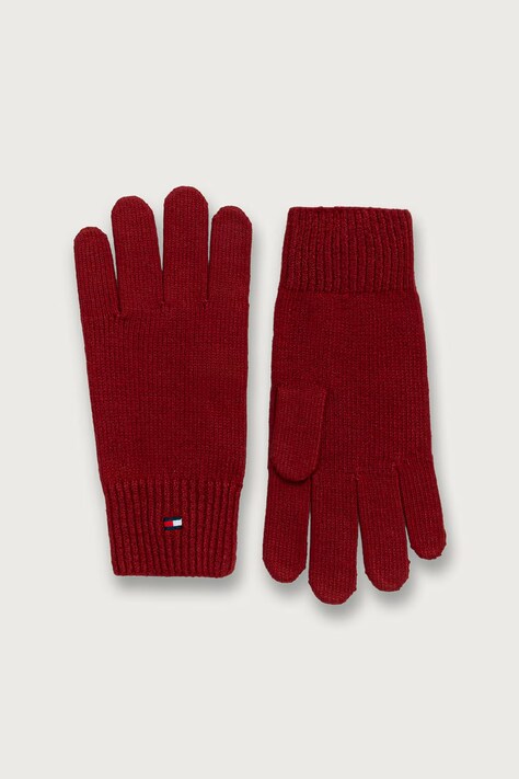 Tommy Hilfiger Rękawiczki damskie z bawełną bordowe AW0AW19131