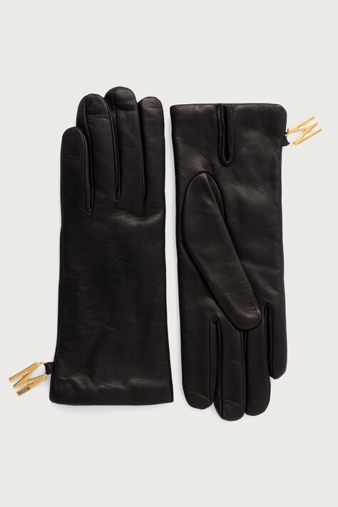 Moschino Rękawiczki damskie skórzane czarne M2396 65250