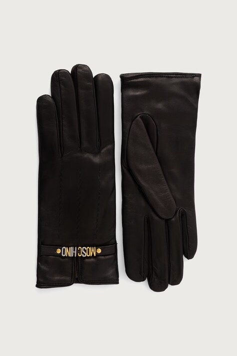 Moschino Rękawiczki damskie skórzane czarne M3487 65481