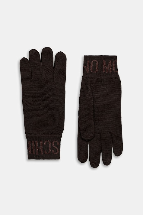 Moschino rękawiczki damskie z wełną brązowe M3493 65485