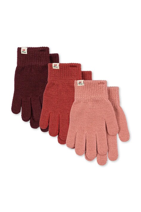 Konges Sløjd Rukavice detské s prímesou vlny 3 PACK FILLA GLOVES ružové KS105674