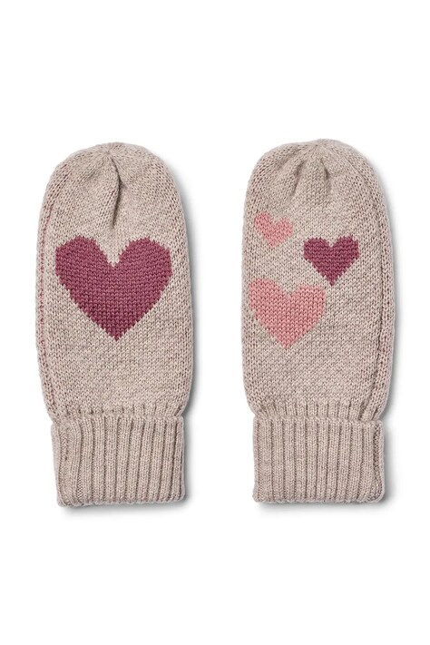 Wheat Rukavice za djecu od merino vune roze 7609-567