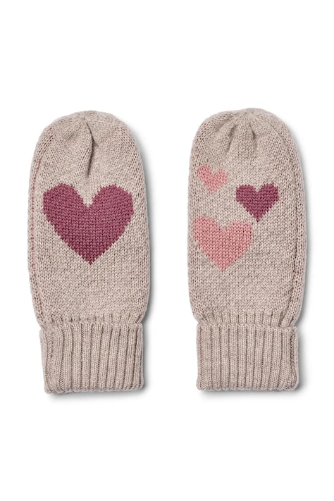 Wheat Rukavice za djecu od merino vune roze 7609-567