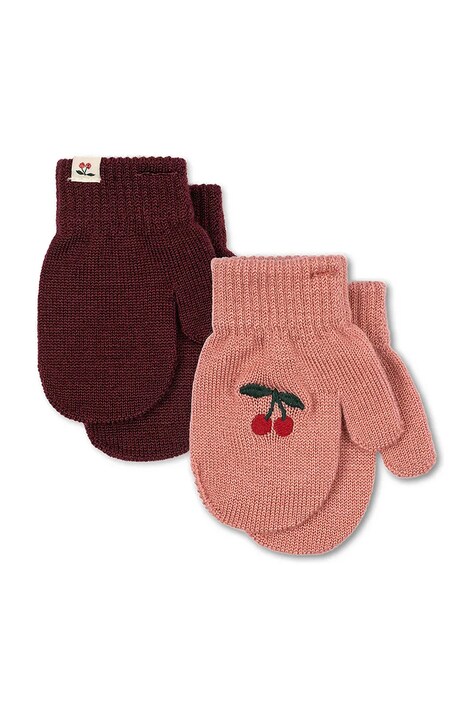 Konges Sløjd rukavice za djecu s dodatkom vune 2 PACK FILLA MITTENS roze KS105673