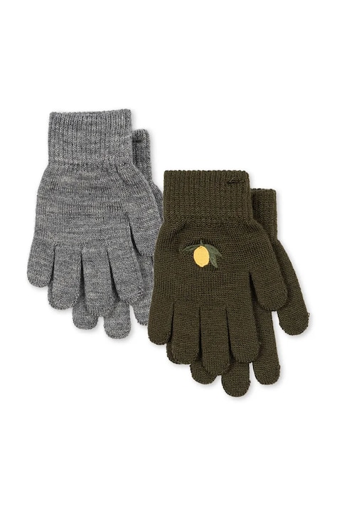Konges Sløjd γάντια παιδικά από πρόσμιξη μαλλιού 2 PACK FILLA GLOVES πράσινα KS105672