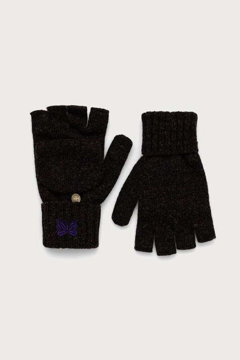 Needles Men's wool mittens brown TY068