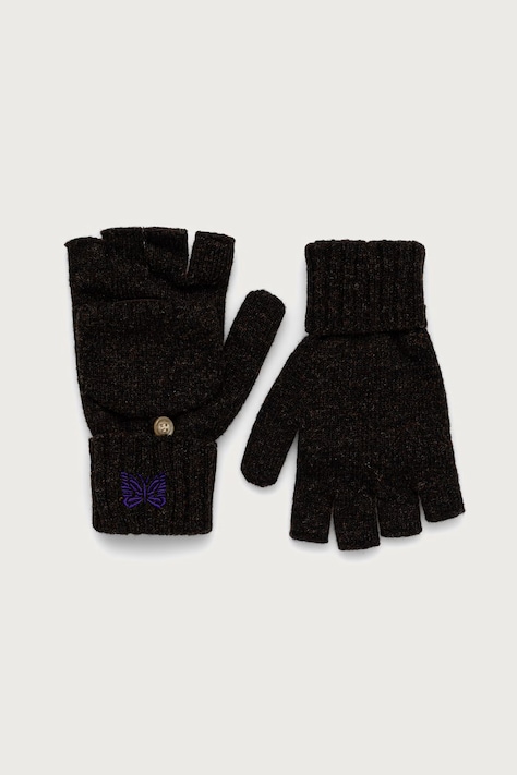 Needles Men's wool mittens brown TY068
