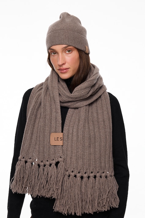 LE SH KA headwear Szalik damski z kaszmirem Brown Cashnere Scarf brązowy BrownCashnereScarf