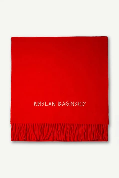 RUSLAN BAGINSKIY Szalik damski wełniany Wool Scarf czerwony SKR034-MW-FLTL